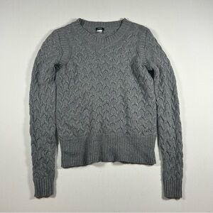 J.Crew Pullover Gray Crewneck Cable Knit Sweater Wool Angora Rabbit Hair Small